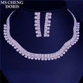 Pearl necklace and earrings set on a dark background with 'MS CHENG DORIS' branding.