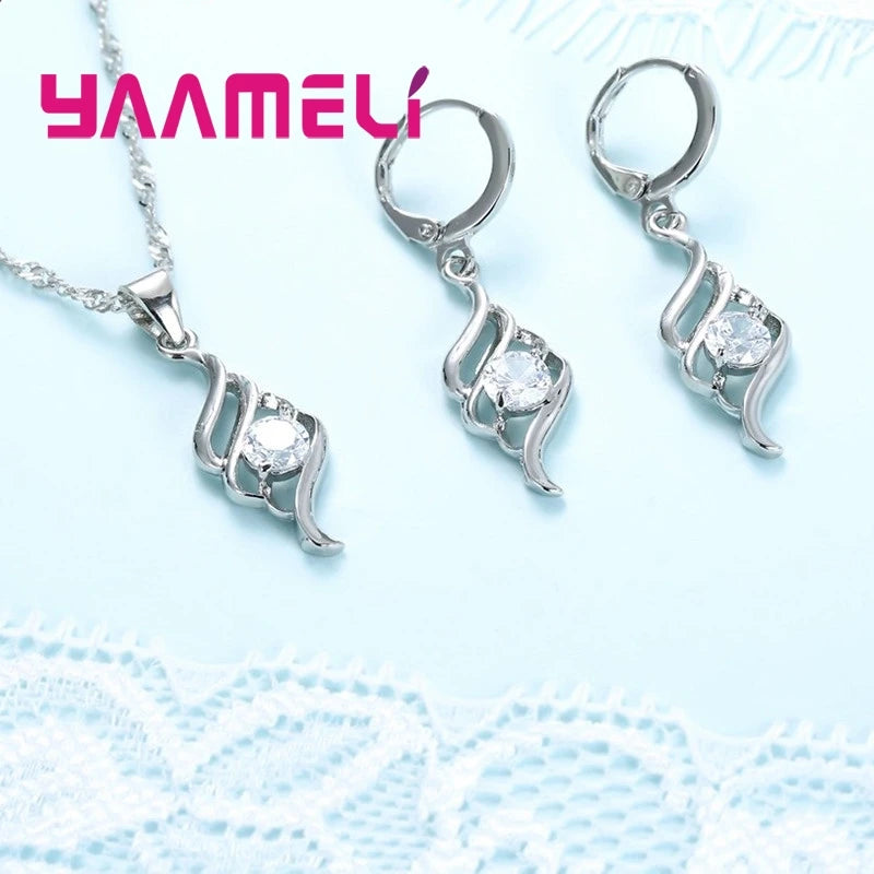 Sterling Silver Pendant & Hoop Earring Set