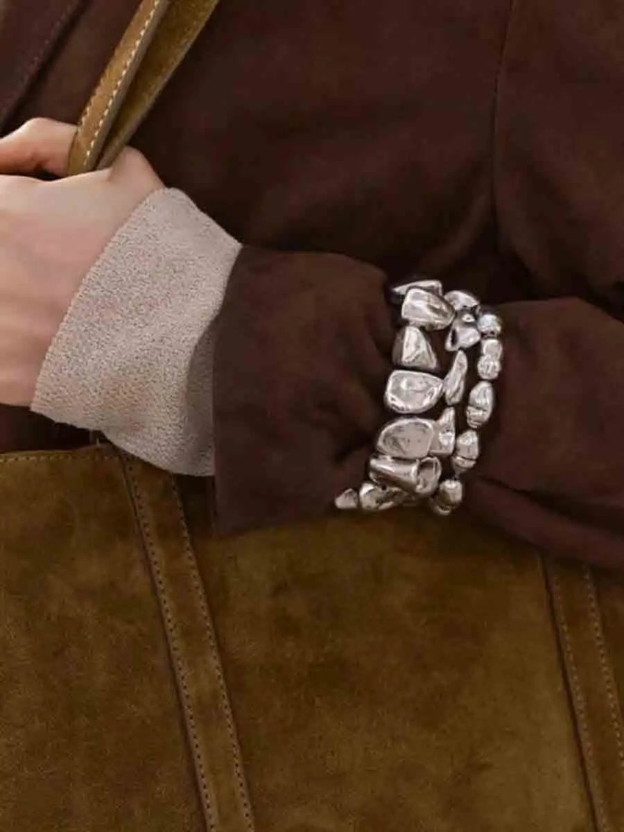 Silver Bead Jewelry Set | Necklace & Bracelets for Party Wear