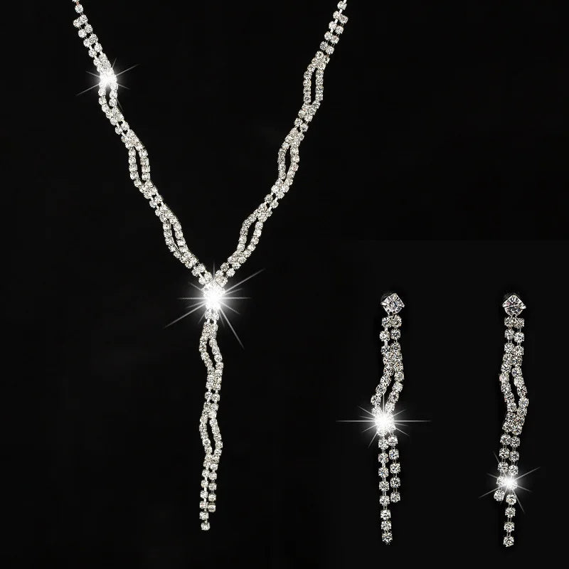 YFJEWE New Rhinestone crystal Jewelry Sets Necklace earrings set Elegant Shinning Jewelry Set for women Wedding Bride Party N172
