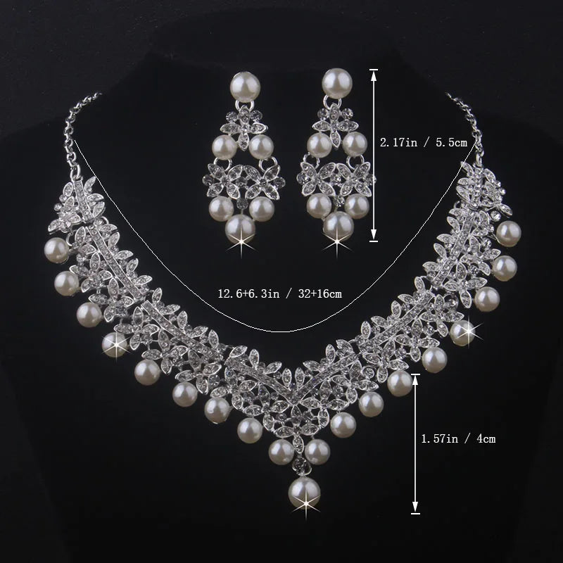 Hot selling high-end and elegant bridal wedding accessories women's necklace+pair of earrings set beads wedding dress necklace s