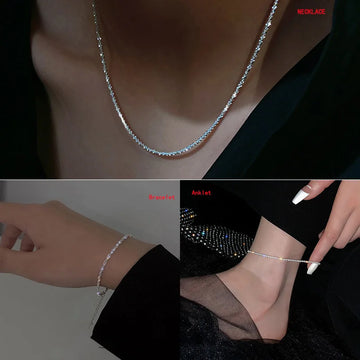 3 Pieces Jewelry Set Simple 925 Sterling Silver Necklace High-Quality Women's Collarbone Chain Birthday Gift Exquisite Jewelry