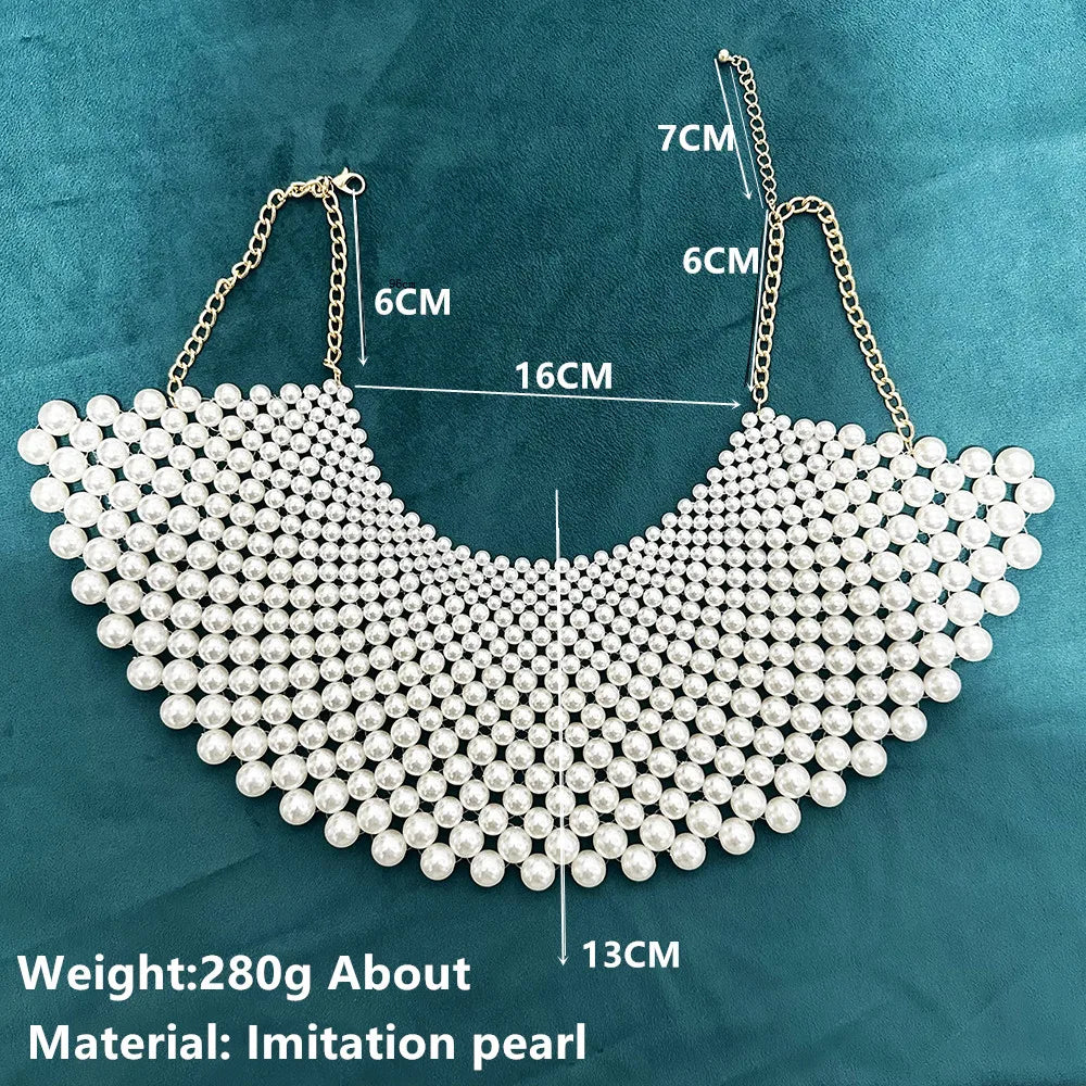 Wedding Pearl Necklace Jewelry Handmade Making Court Style Bride Pearl Choker Party Performance Shoulder ChainJewelry